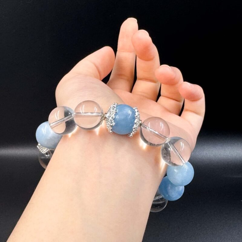 White quartz and aquamarine bracelet